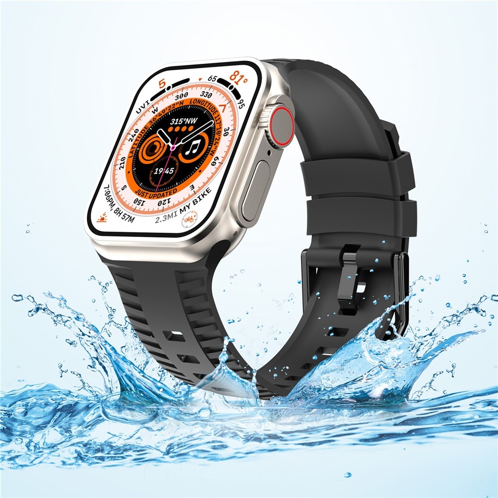 Texture szilikon karkötő az Apple Watch Ultra 4/3/2/1 49 mm-es és 12/11/10 46 mm-es modellekhez – fekete