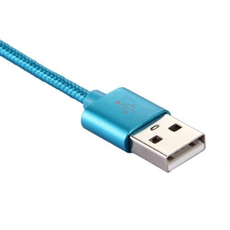 Szövött textúrájú micro USB Type-C kábel szinkronizáláshoz és töltéshez / 3m - kék