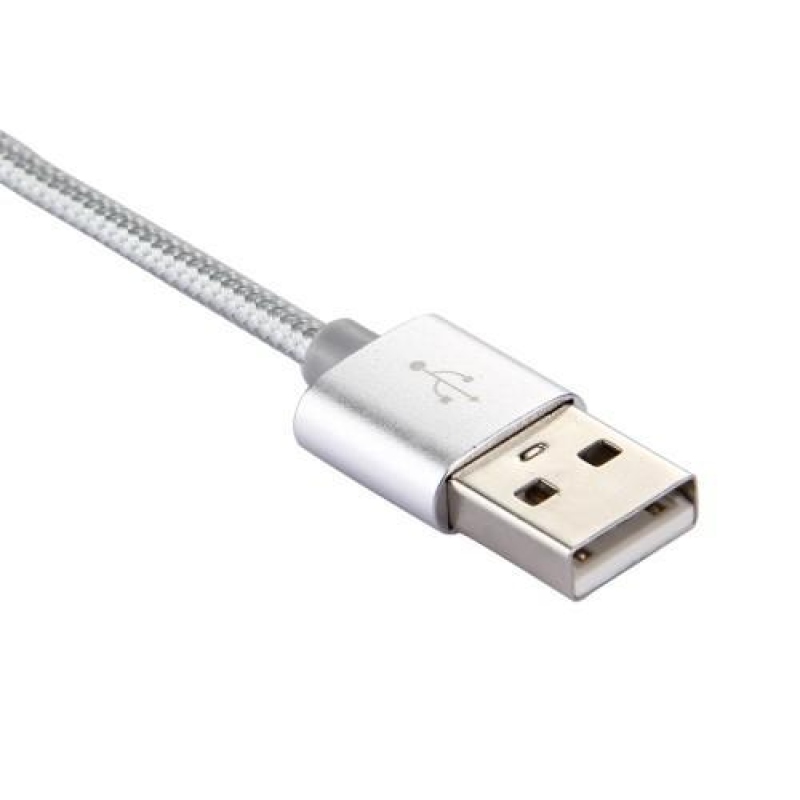 Szövött textúrájú micro USB Type-C kábel szinkronizáláshoz és töltéshez / 3m - ezüst