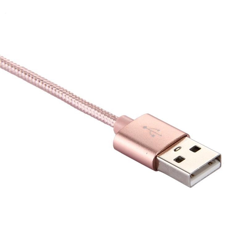 Szövött textúrájú micro USB C típusú kábel töltéshez és szinkronizáláshoz / 1m - rózsaarany