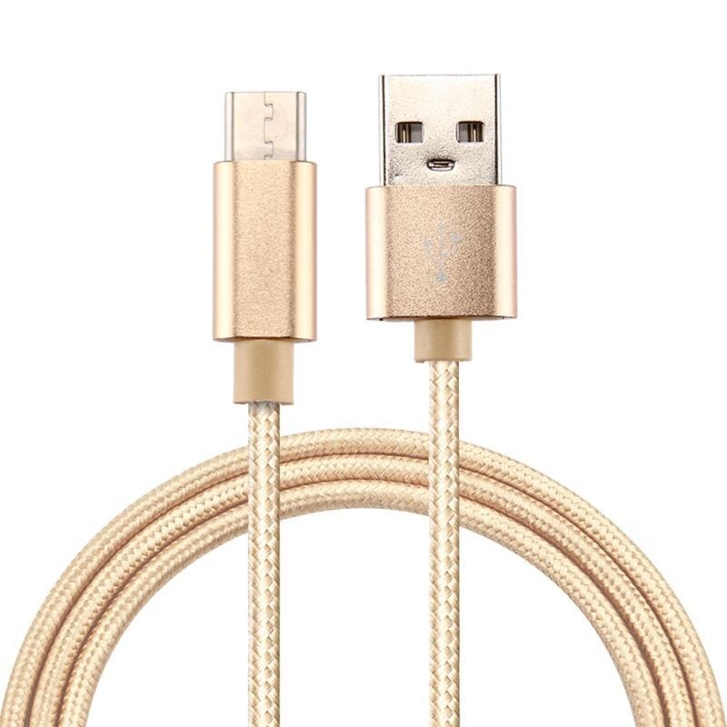 Textúrával fonott micro USB C típusú kábel töltéshez és szinkronizáláshoz / 1m - arany színben