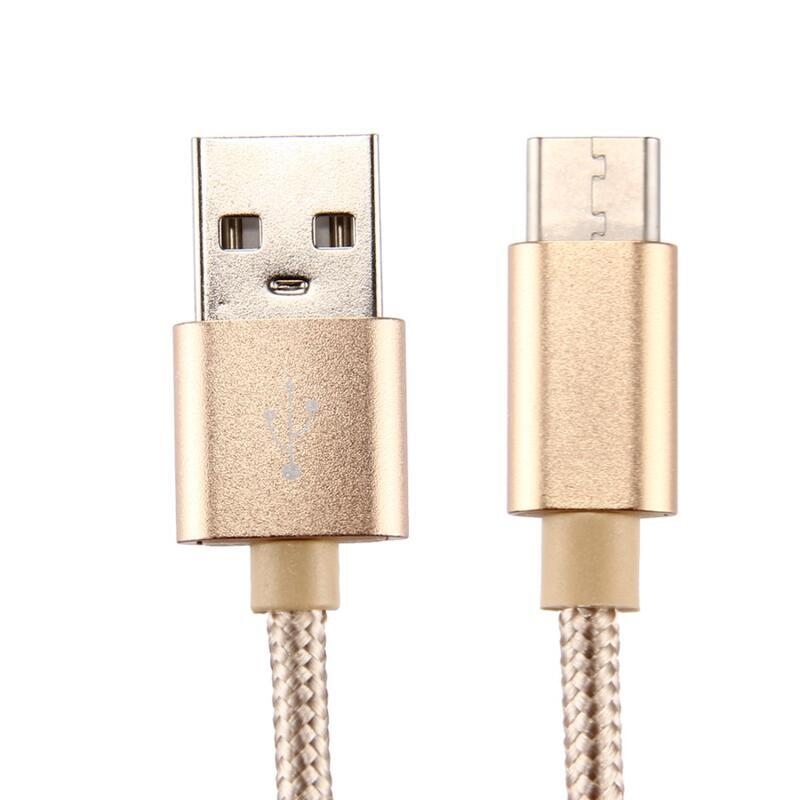 Textúrával fonott micro USB C típusú kábel töltéshez és szinkronizáláshoz / 1m - arany színben
