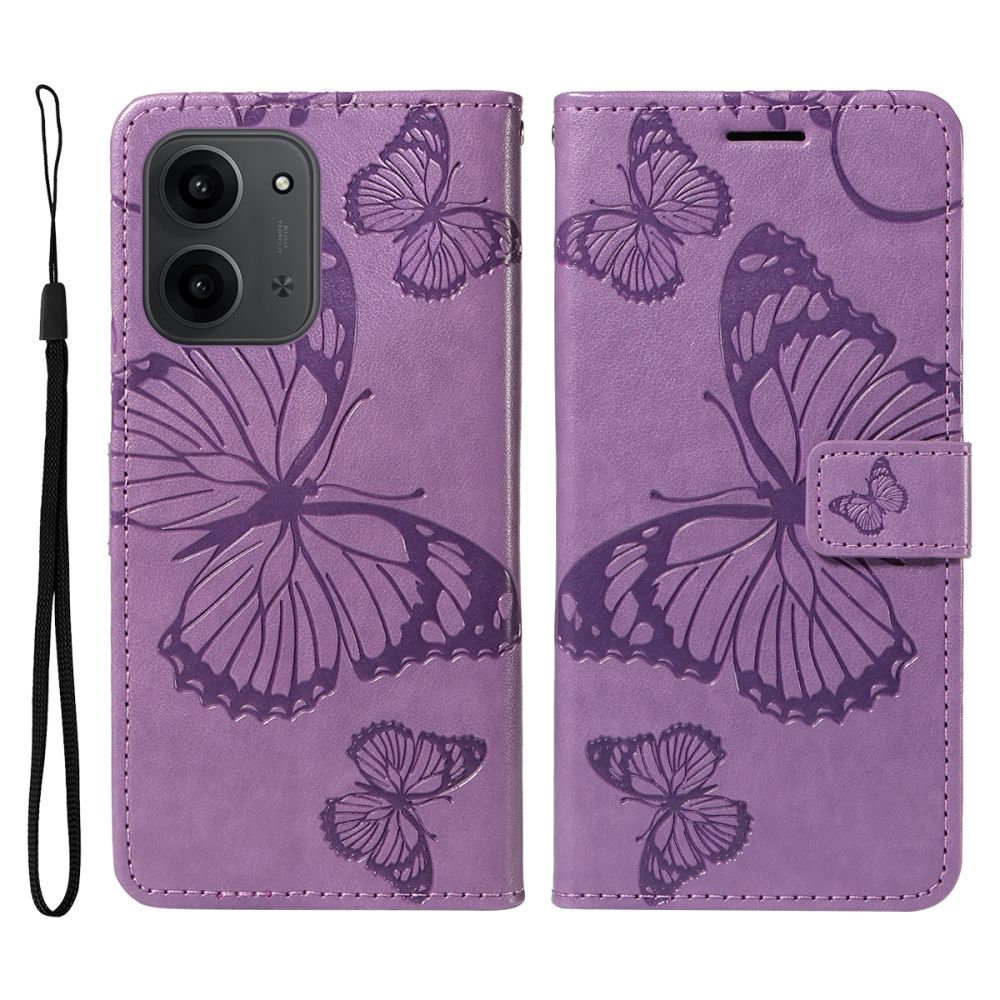 Nagy pillangó könyv tok Xiaomi Redmi 15C 4G/5G (173mm) - lila