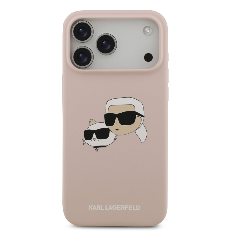 Karl Lagerfeld folyékony szilikon dupla fejű MagSafe hátlap iPhone 17 Pro Max rózsaszínű iPhone 17 Pro Max készülékhez