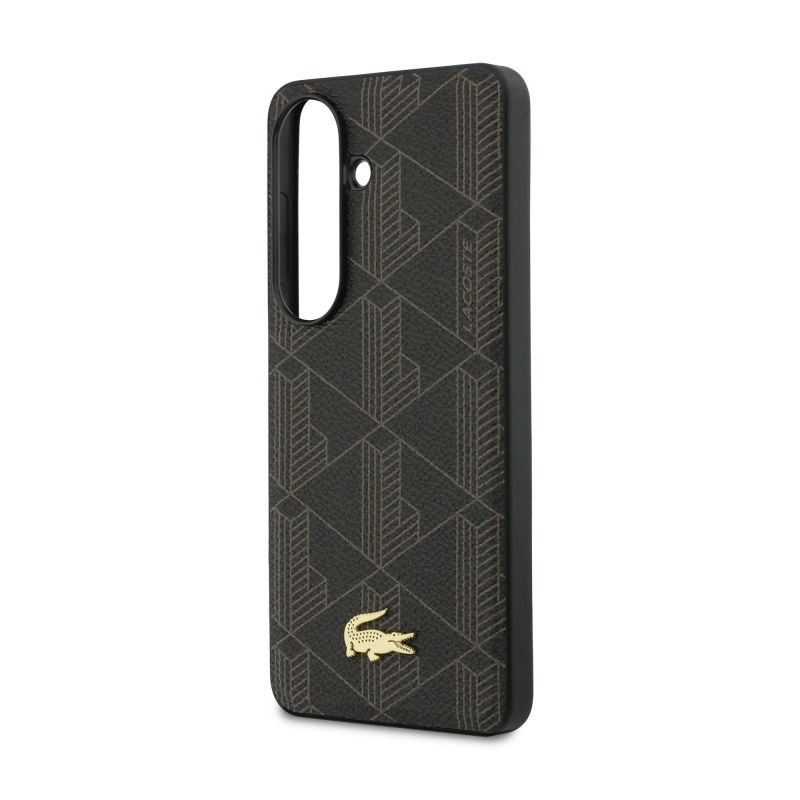 Lacoste PVC keverék monogram arany logó mágneses hátlap Samsung Galaxy S26+ barna