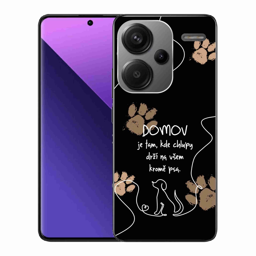 Gél borítás mmCase a Xiaomi Redmi Note 13 Pro+ 5G számára - kutya motívum fekete háttérrel