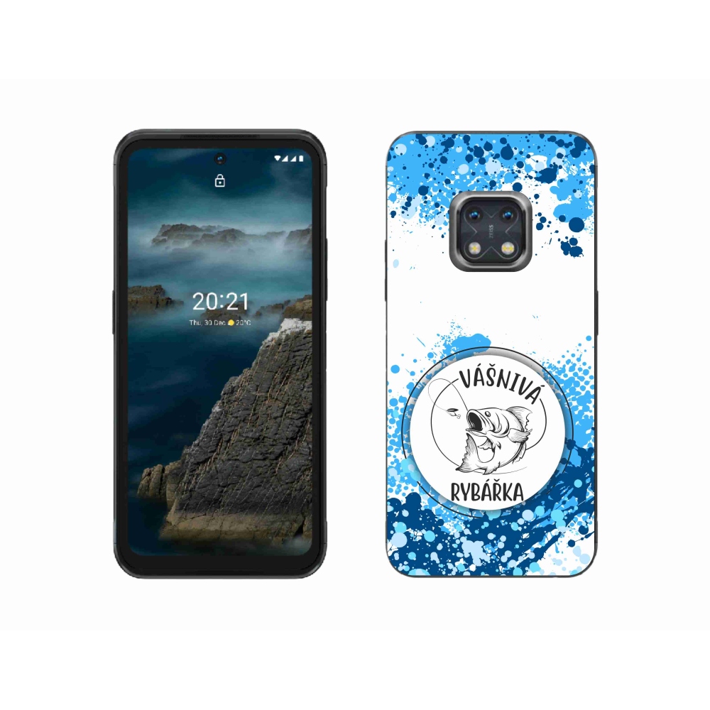 Zselés borító mmCase a Nokia XR20 készülékhez - szenvedélyes halász fehér háttérrel