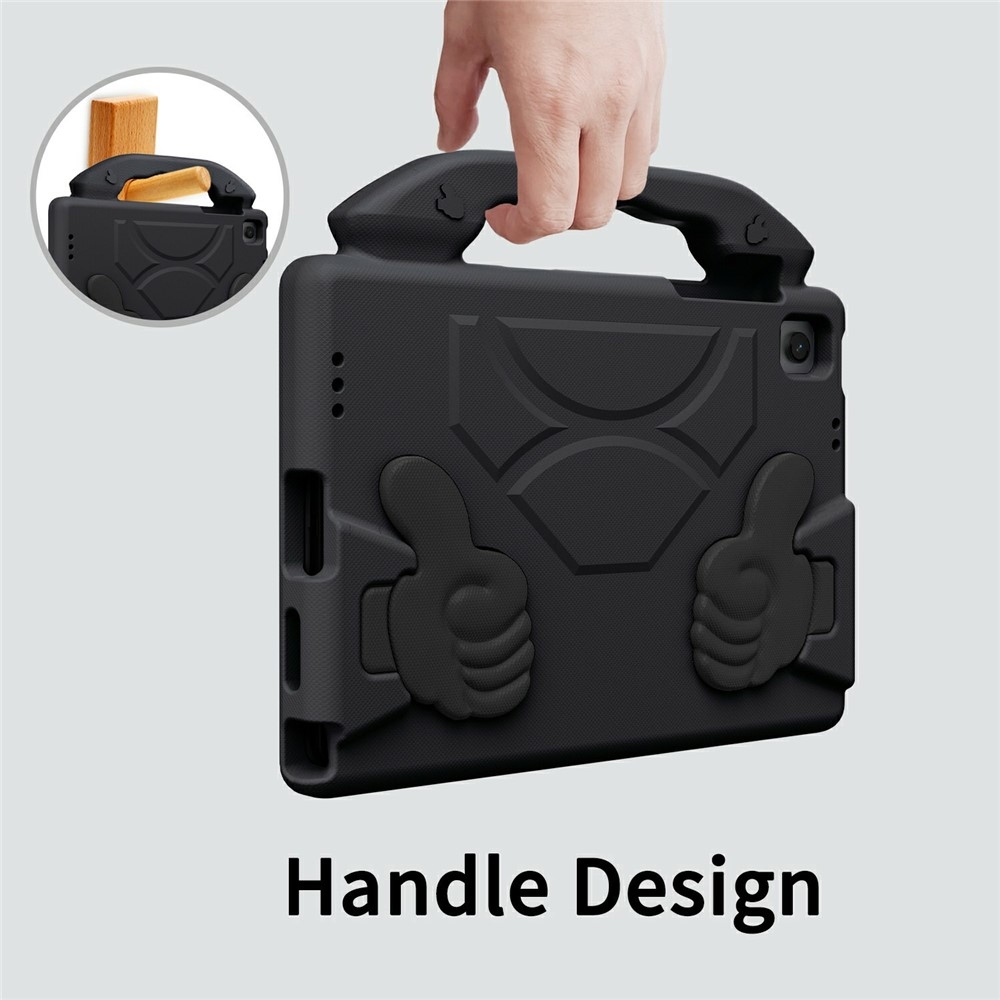 Tartós EVA hüvelykujjas tok markolattal Samsung Galaxy Tab A11+/Tab A9+ táblagéphez - fekete színben