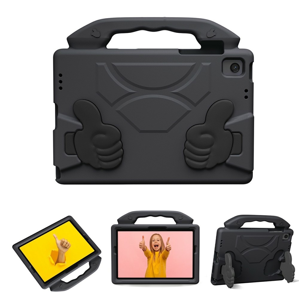 Tartós EVA hüvelykujjas tok markolattal Samsung Galaxy Tab A11+/Tab A9+ táblagéphez - fekete színben