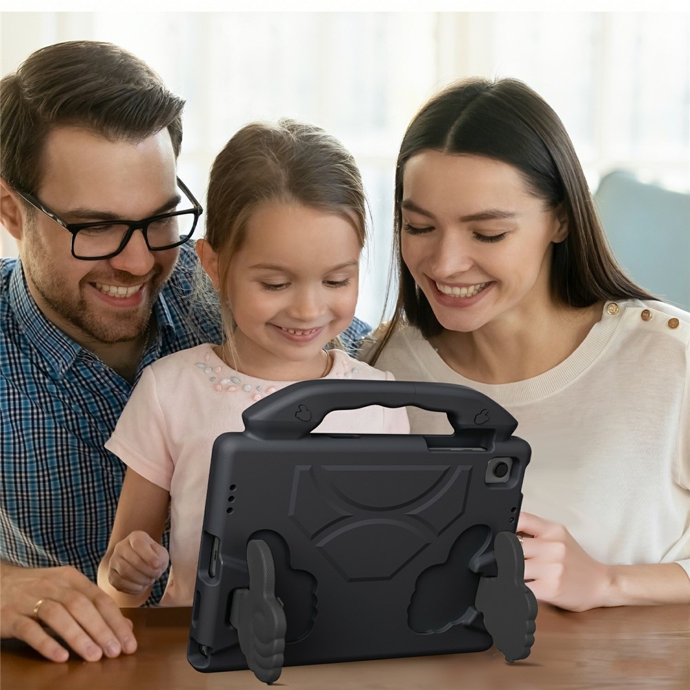 Tartós EVA hüvelykujjas tok markolattal Samsung Galaxy Tab A11+/Tab A9+ táblagéphez - fekete színben