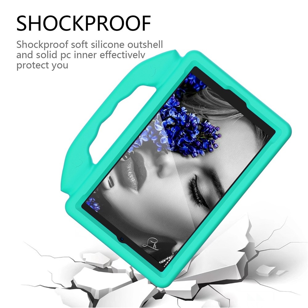 Tartós EVA hüvelykujjas tok markolattal Samsung Galaxy Tab A11/Tab A9 táblagéphez - kékeszöld színben