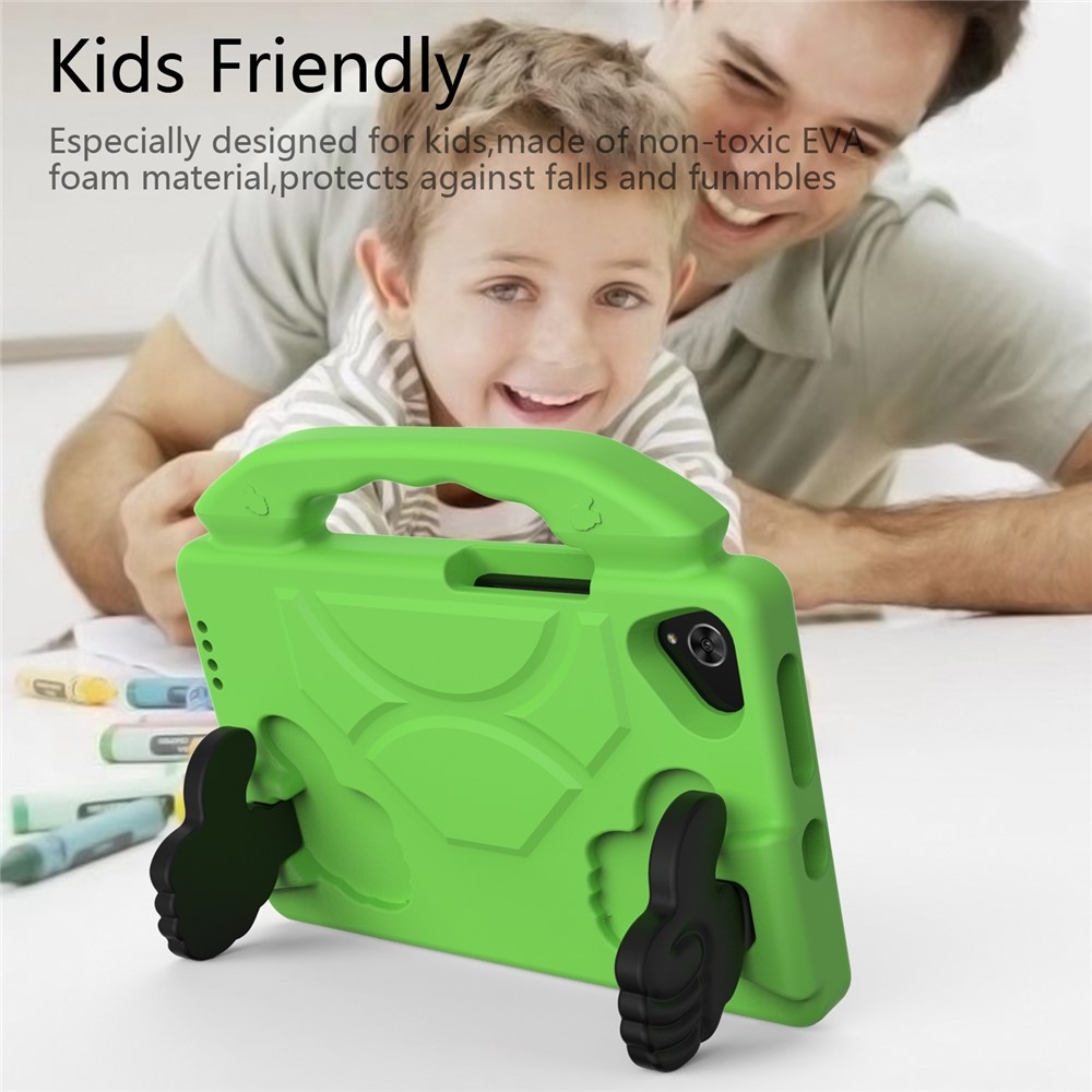 Tartós EVA hüvelykujjas tok markolattal Samsung Galaxy Tab A11/Tab A9 táblagéphez - zöld színű