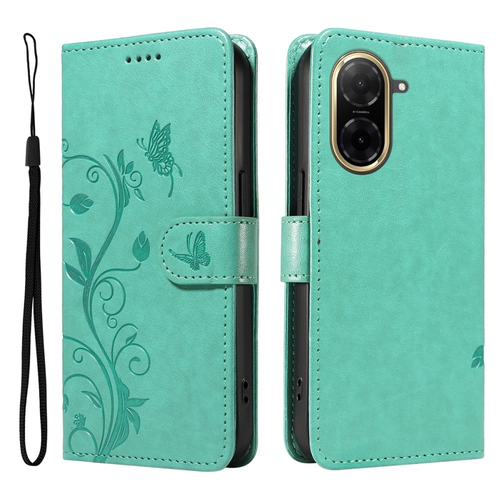 Virágok könyv tok Xiaomi Redmi A5 (173.45x79.35x8.45mm) - teal színű