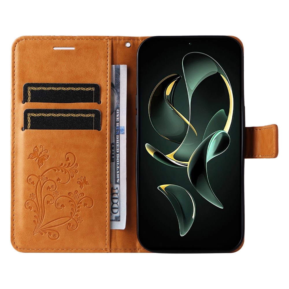 Nagy pillangó könyv tok a Xiaomi 13T/13T Pro-hoz - sárga