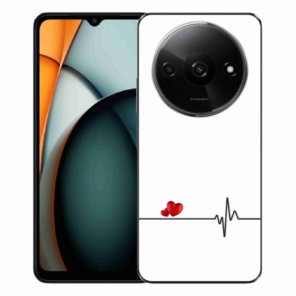 Gél borító mmCase a Xiaomi Redmi A3-hoz - szív és szívverés fehér háttérrel