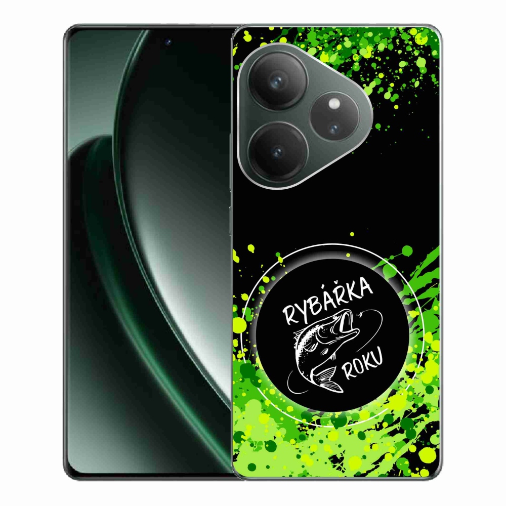 Zselés borítás mmCase a Realme GT 6 5G/GT 6T 5G számára - az év horgásza fekete háttérrel