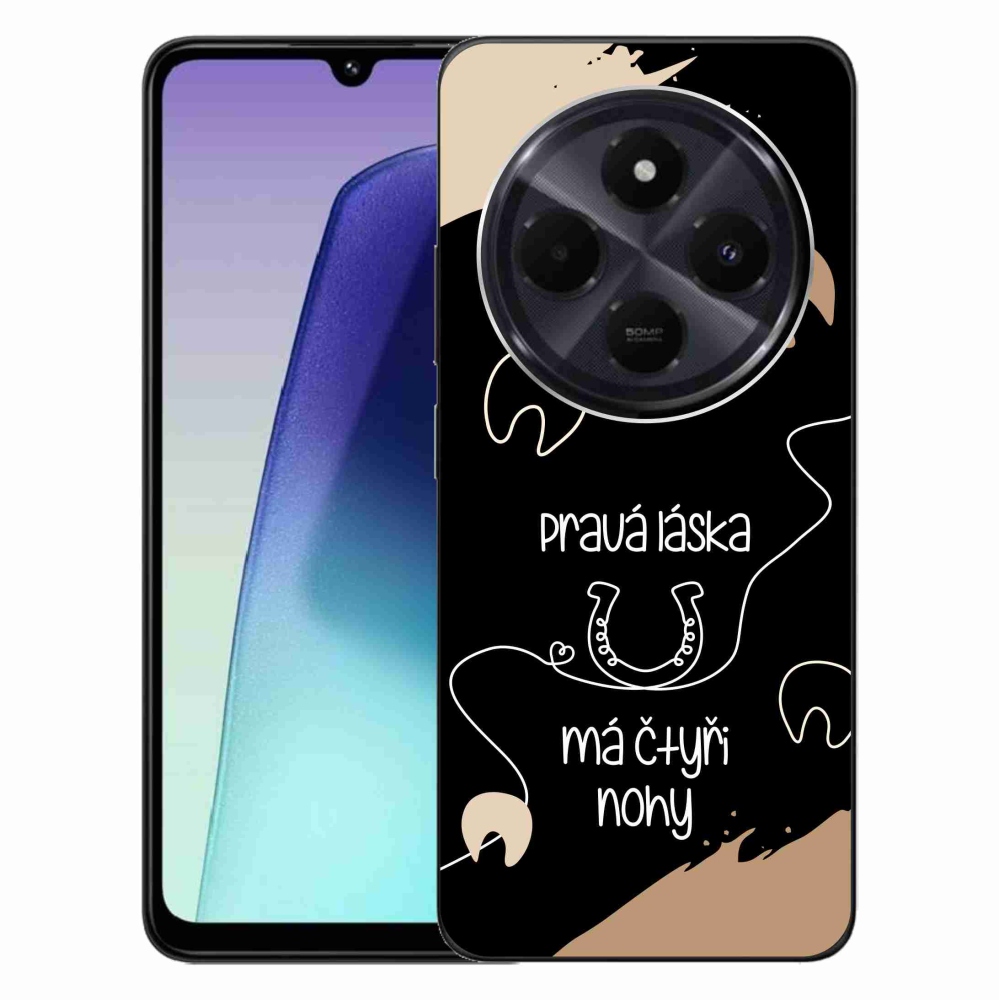 Gél borítás mmCase a Xiaomi Redmi 14C/Poco C75-hez - ló motívum fekete háttérrel