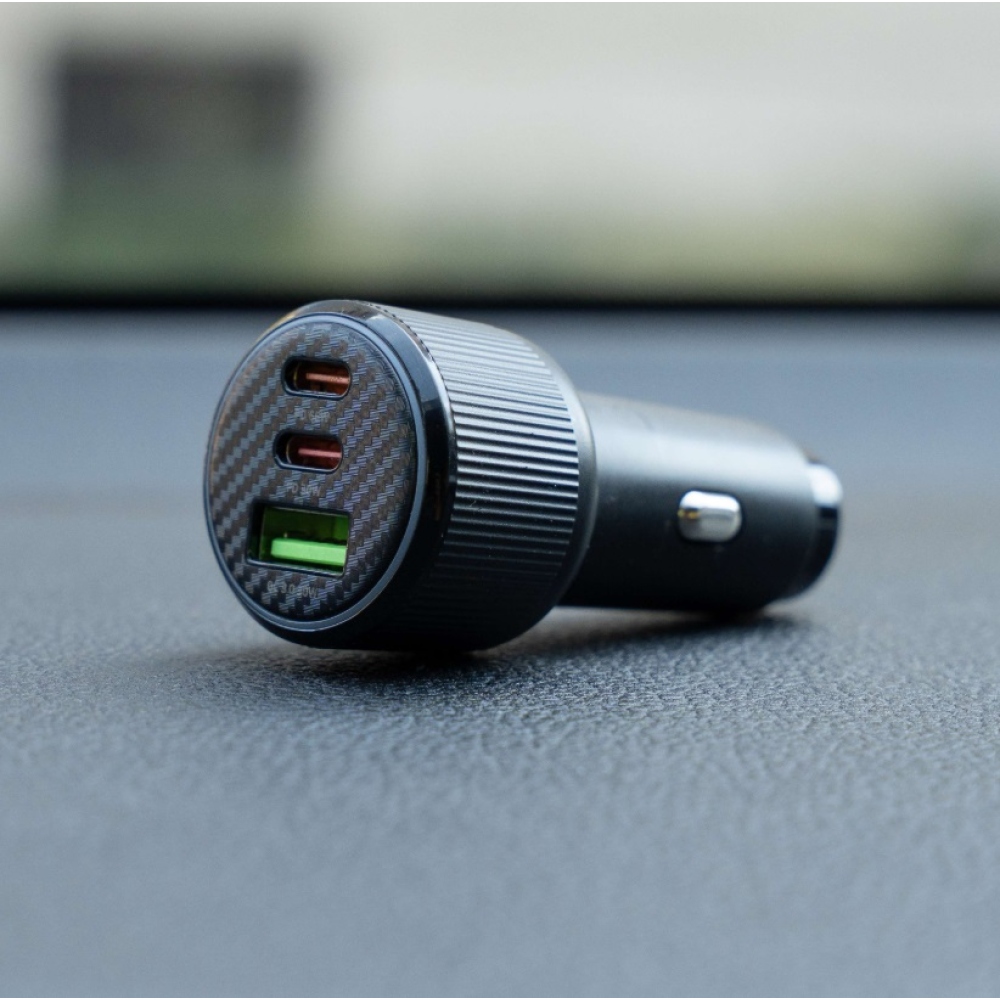 Swissten CL adapter 2x USB-C PD + USB-A, 95W - fekete + USB-C / USB-C kábel, 1m