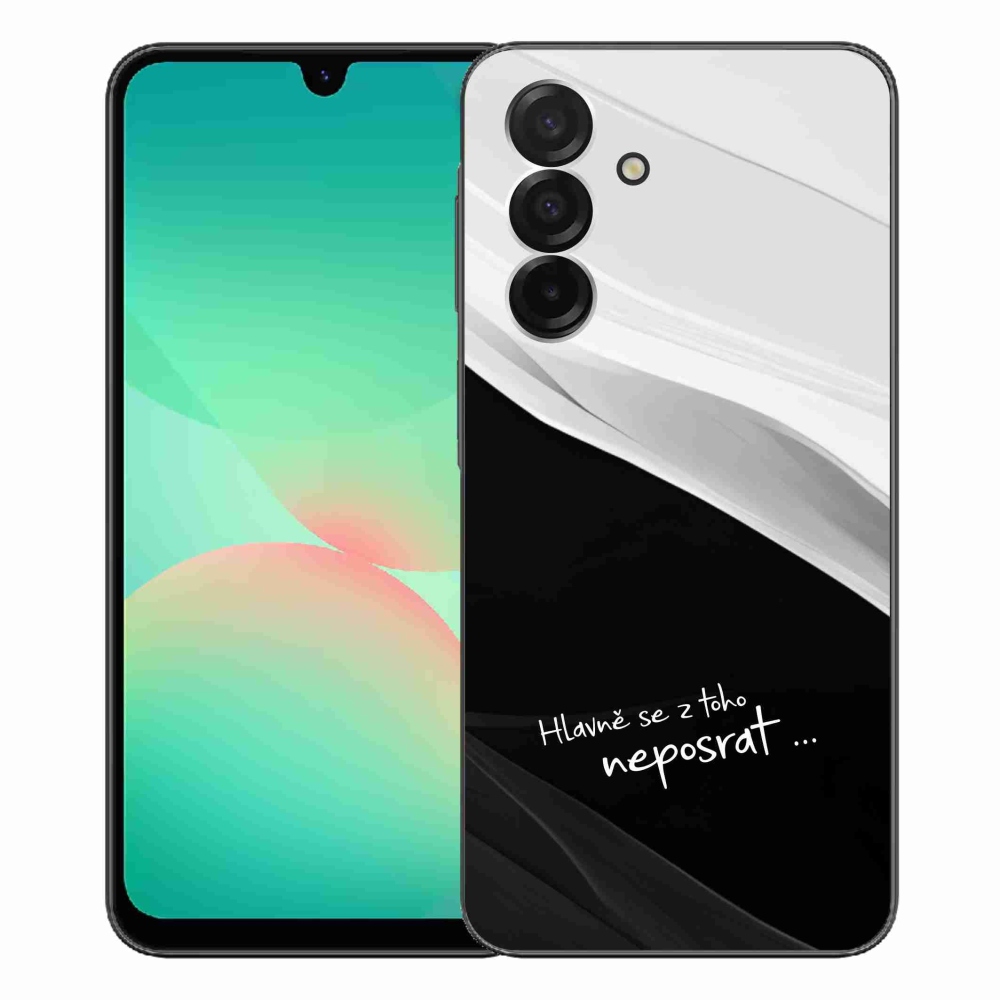 Gél borító mmCase Samsung Galaxy A26 5G - vicces szöveg 13 fekete és fehér háttérrel