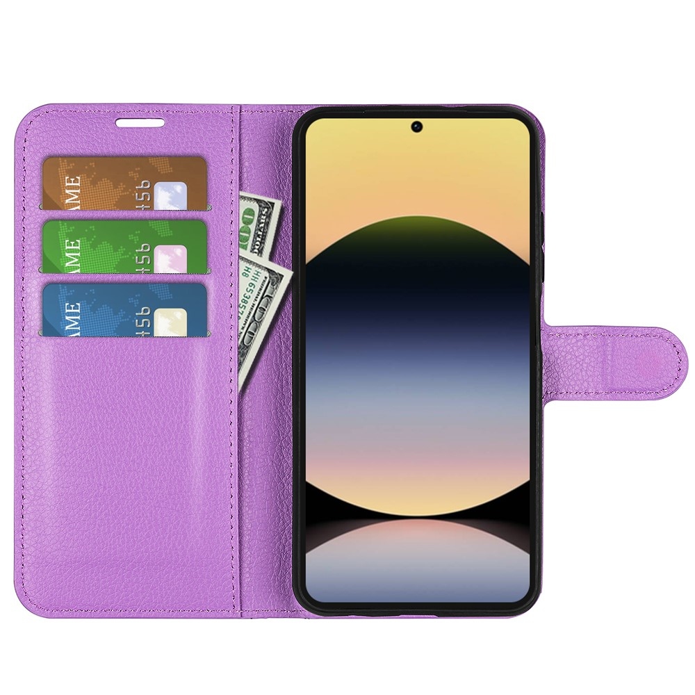 Litchi könyv tok Xiaomi Redmi Note 14S-hez - lila