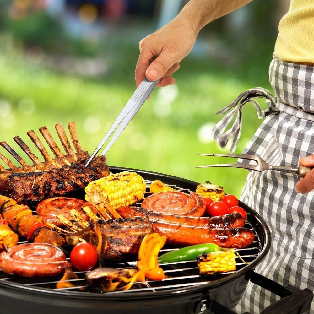 Egyenes rozsdamentes acél grillfogó 30 cm