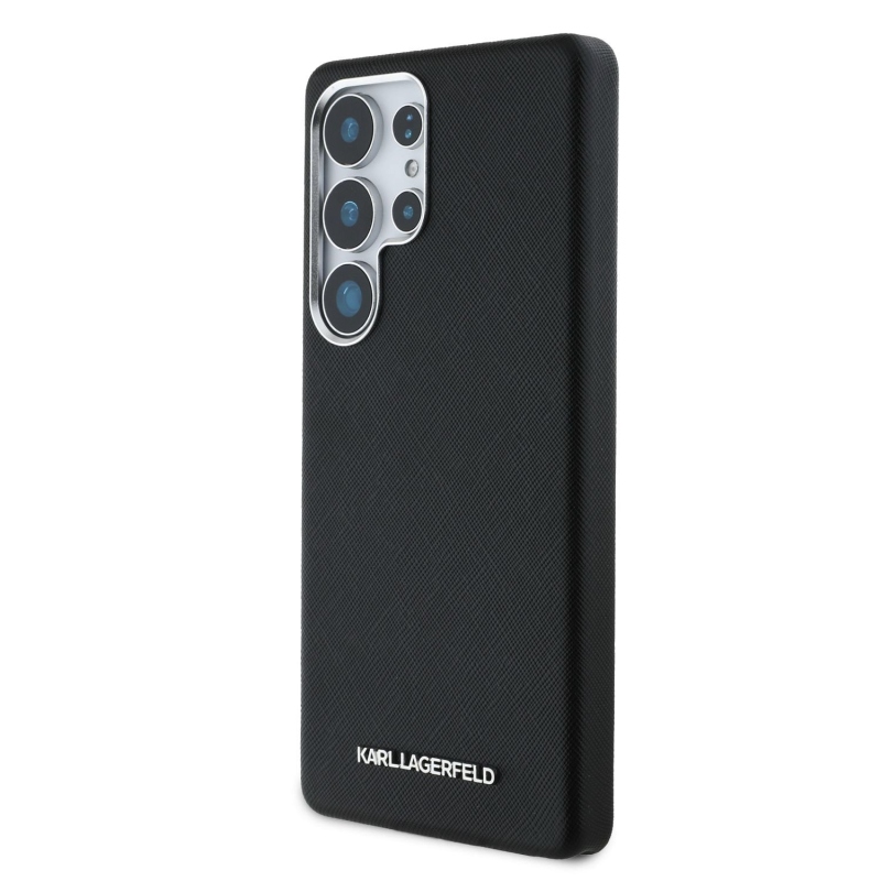 Karl Lagerfeld PU Saffiano fém logó és keret hátlap Samsung Galaxy S25 Ultra fekete