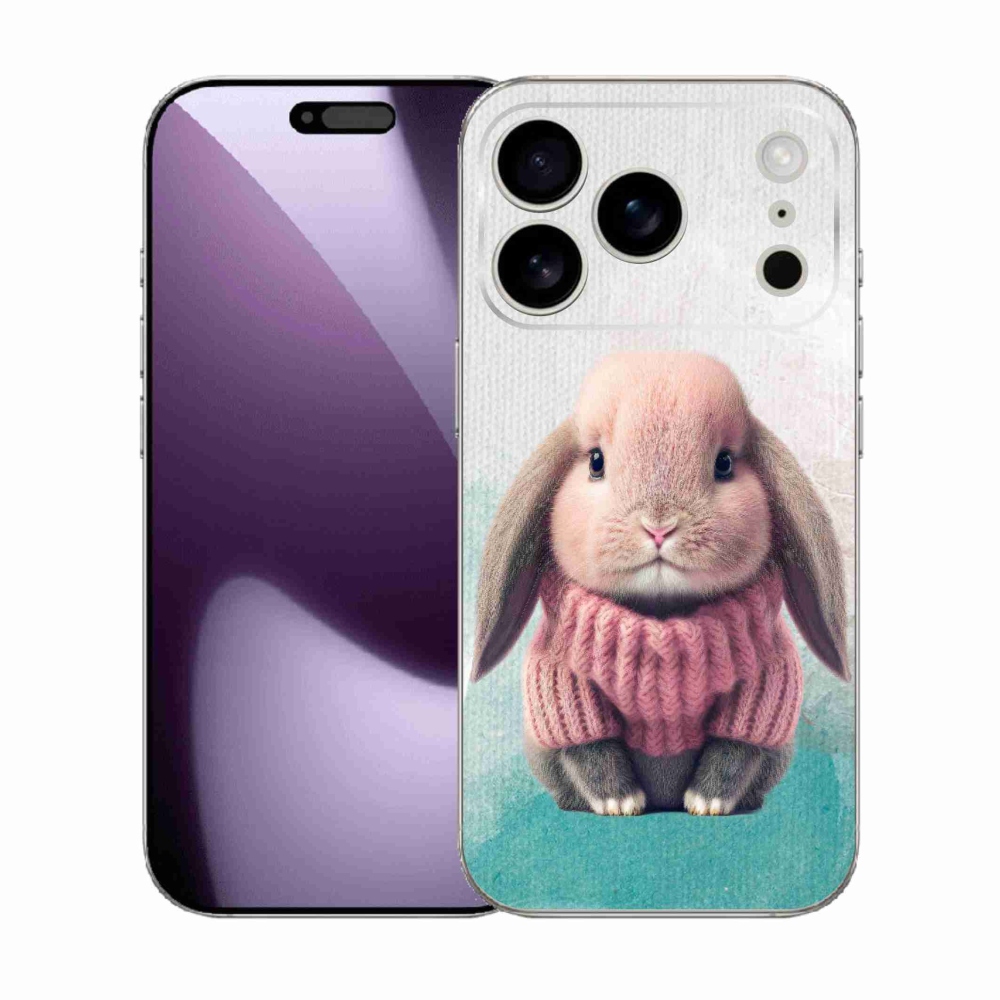 Zselés borítás mmCase iPhone 17 Pro készülékhez - nyúl pulóverben