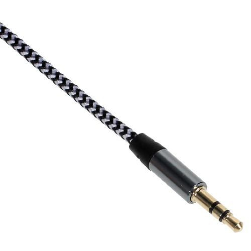 1m fonott audio jack/jack hosszabbító kábel - fekete