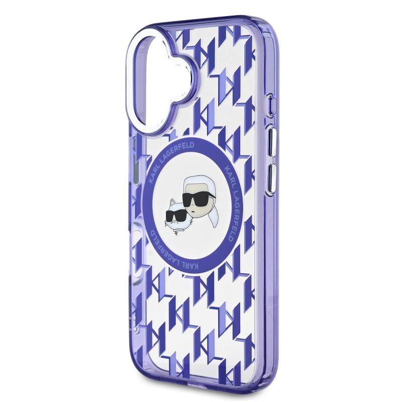 Karl Lagerfeld IML Monogram K&CH Heads MagSafe hátlap iPhone 16 lila színű iPhone 16-hoz
