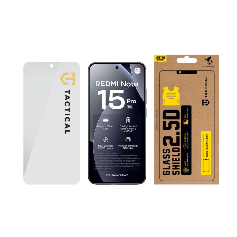 Tactical Glass Shield 2.5D üveg Xiaomi Redmi Note 15 Pro készülékhez, átlátszó