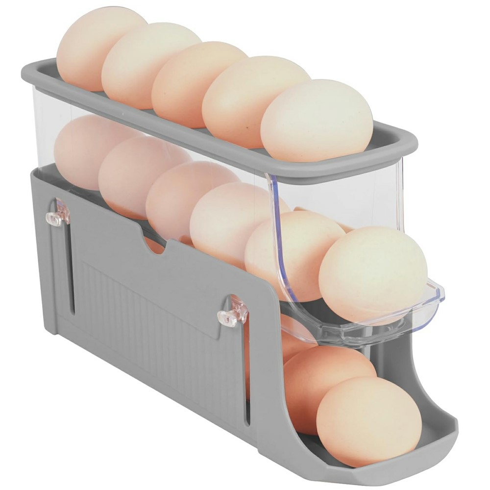 Háromszintes hűtőszekrény tojásrendező automata csúszkával - szürke