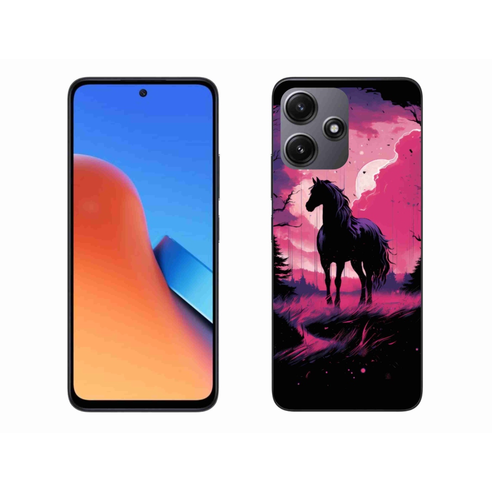 Gél borító mmCase a Xiaomi Redmi 12 5G - fekete rajzfilm ló 1