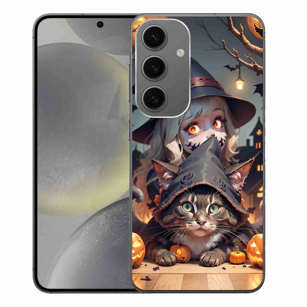 Zselés borítás mmCase Samsung Galaxy S24+ készülékhez - boszorkány macskával