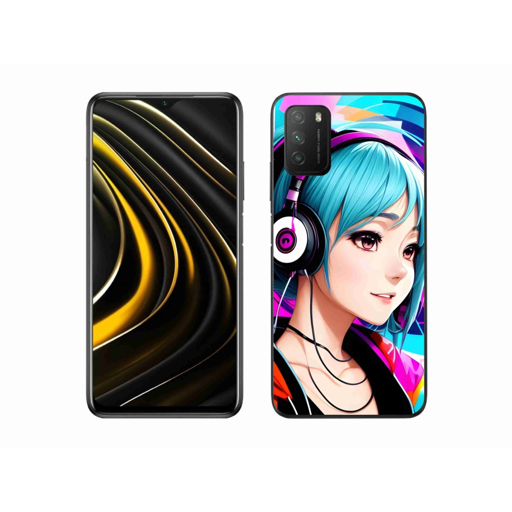 Gél borítás mmCase a Xiaomi Poco M3-hoz - lány fejhallgatóval