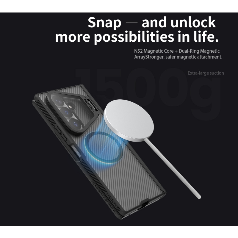 Nillkin CamShield Prop Magnetic (átlátszó lencse) hátsó tok a Samsung Galaxy Z Fold 8 Ultra-hoz, átlátszó fekete