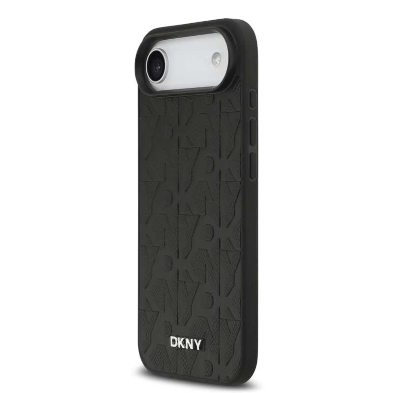 DKNY PU bőr rácsmintás Magsafe hátlap iPhone Air fekete színűre