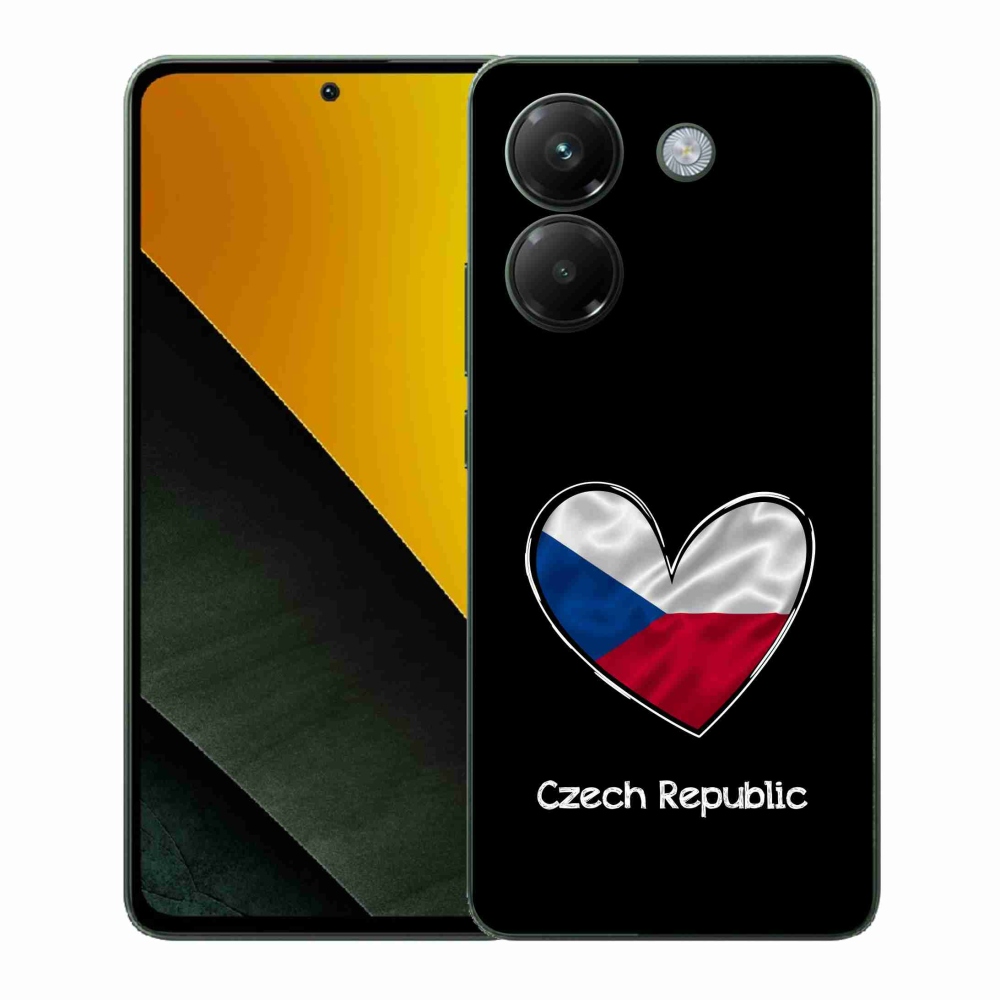 Gél borítás mmCase a Xiaomi Poco M7 Pro 5G számára - zászlós szív fekete háttérrel