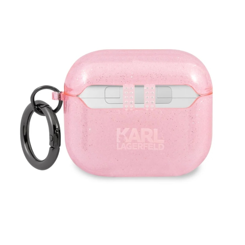 Karl Lagerfeld TPU Glitter Choupette Head tok az Airpods 3 rózsaszínhez