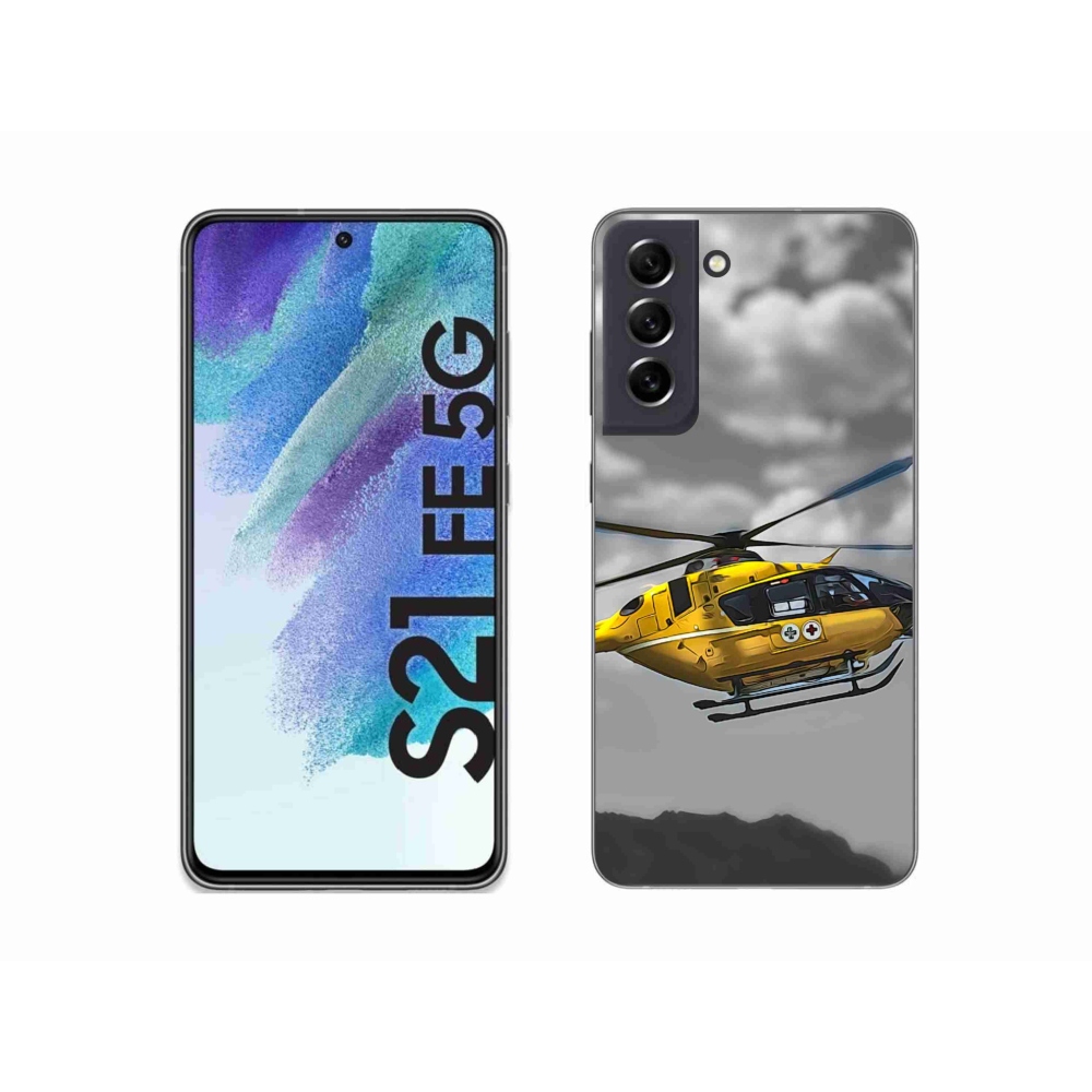 Gél védőhuzat mmCase Samsung Galaxy S21 FE 5G - sárga helikopterhez