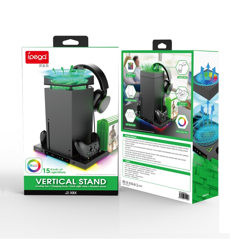 iPega XBX024S Többfunkciós újratölthető RGB állvány hűtéssel Xboxhoz