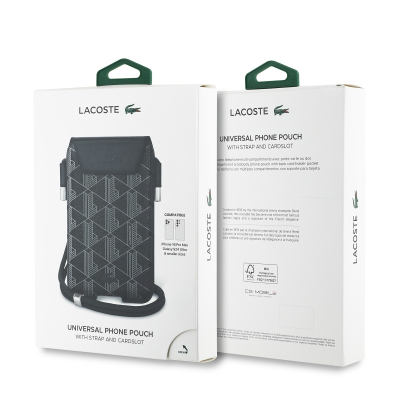 Lacoste PVC keverék monogramos telefon zseb XL fekete