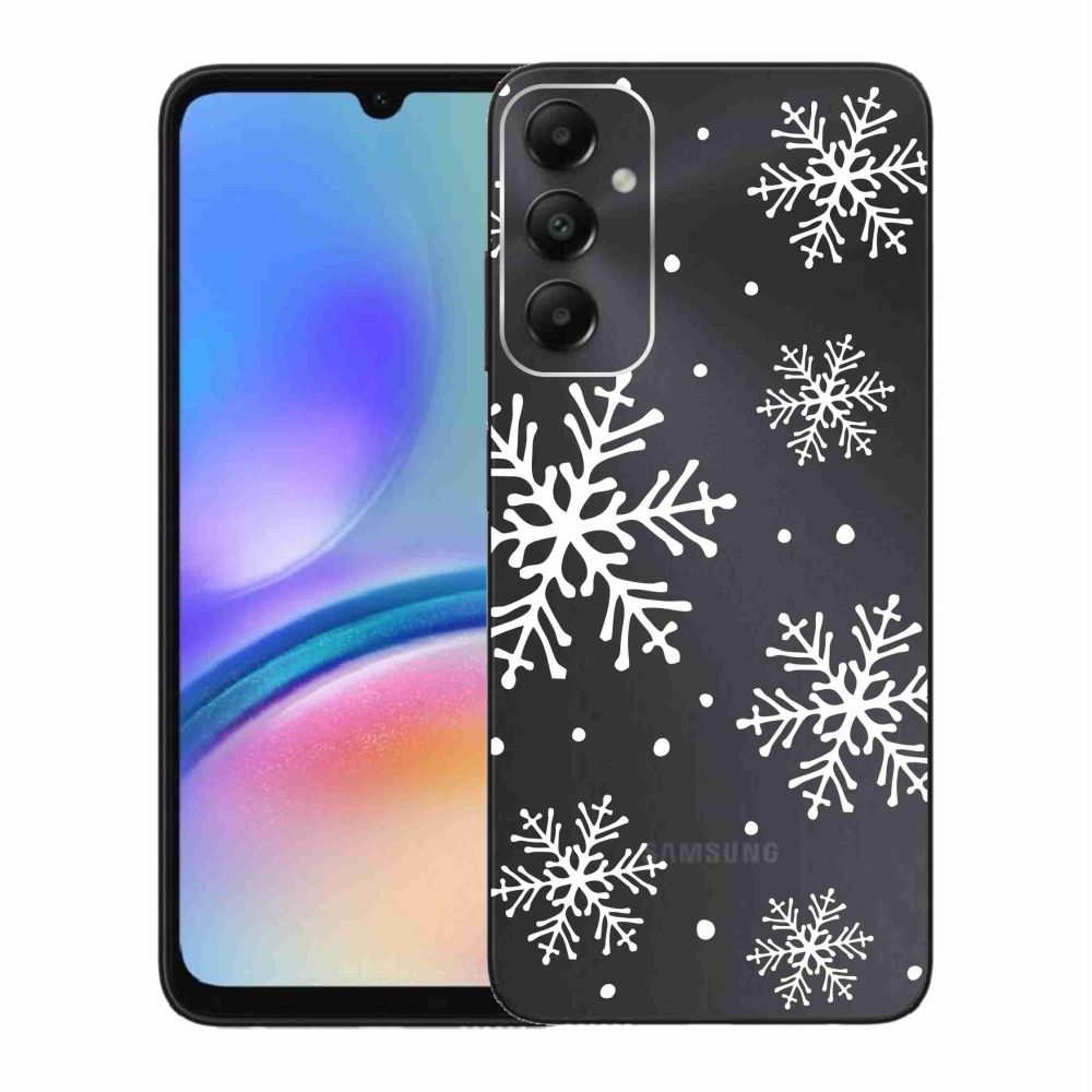 Zselés borítás mmCase Samsung Galaxy A05s készülékhez - fehér pelyhek átlátszó háttéren