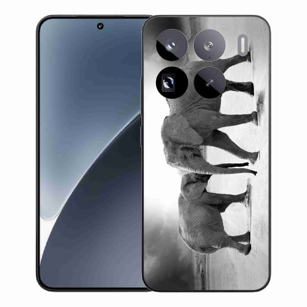 Gél borítás mmCase a Xiaomi 15 Pro-hoz - fekete és fehér elefántok