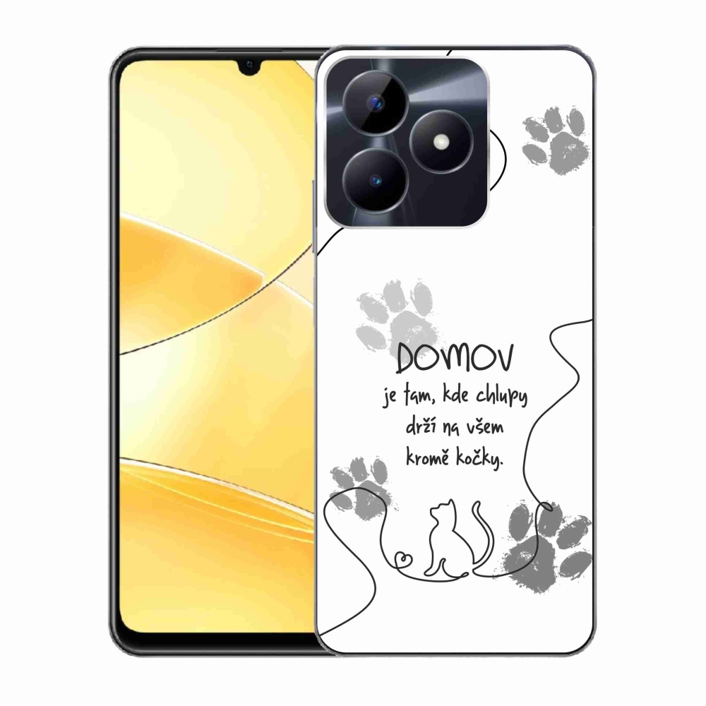 Zselés borító mmCase a Realme C51/C53 készülékhez - macska motívum fehér háttérrel