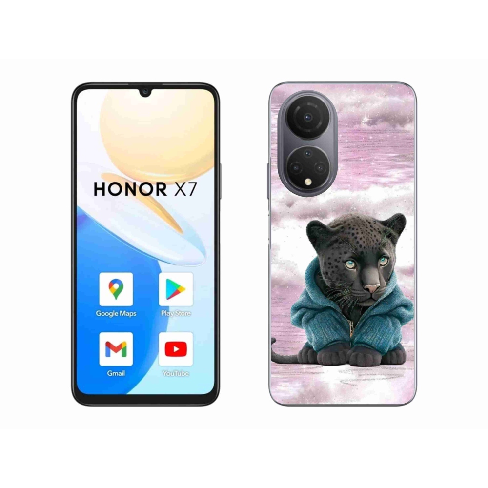 Gél borítás mmCase a Honor X7-hez - fekete párduc pulóverben