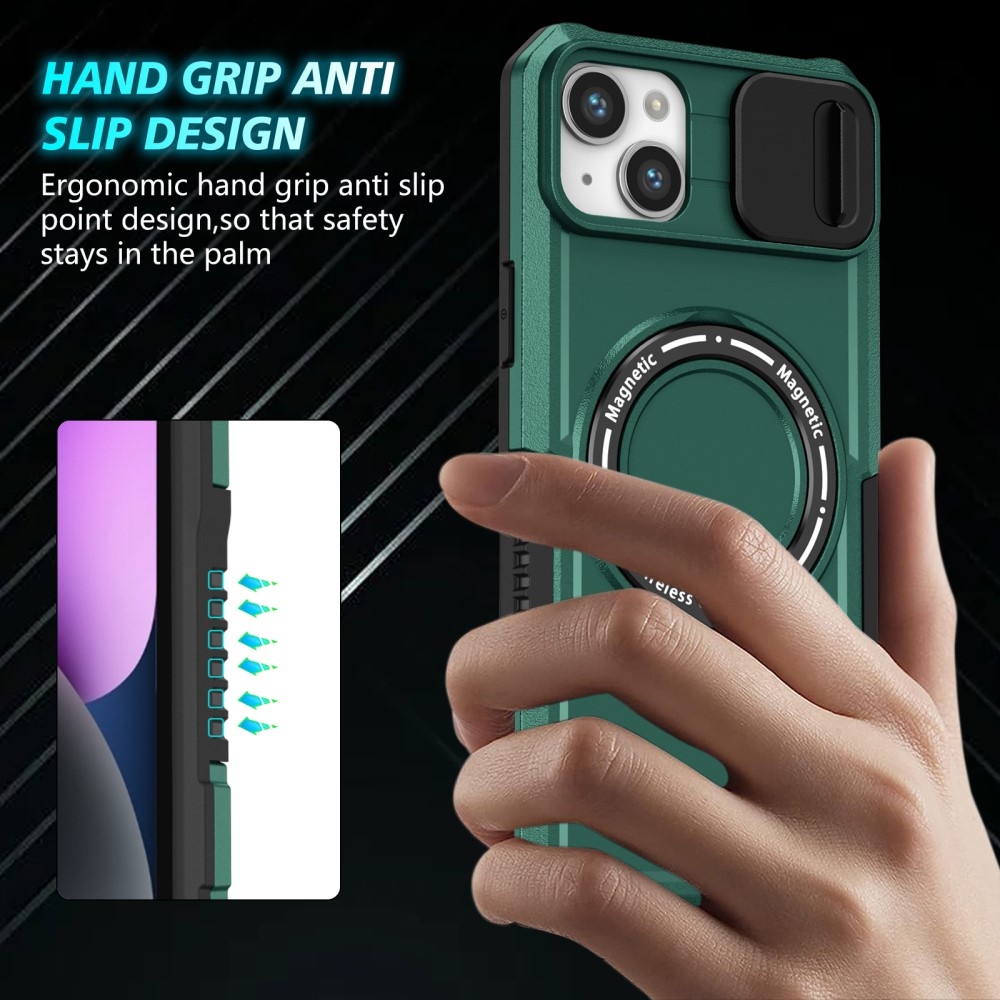 Fulcrum tartós borító kameravédelemmel és MagSafe funkcióval iPhone 14 készülékhez - Sötétzöld