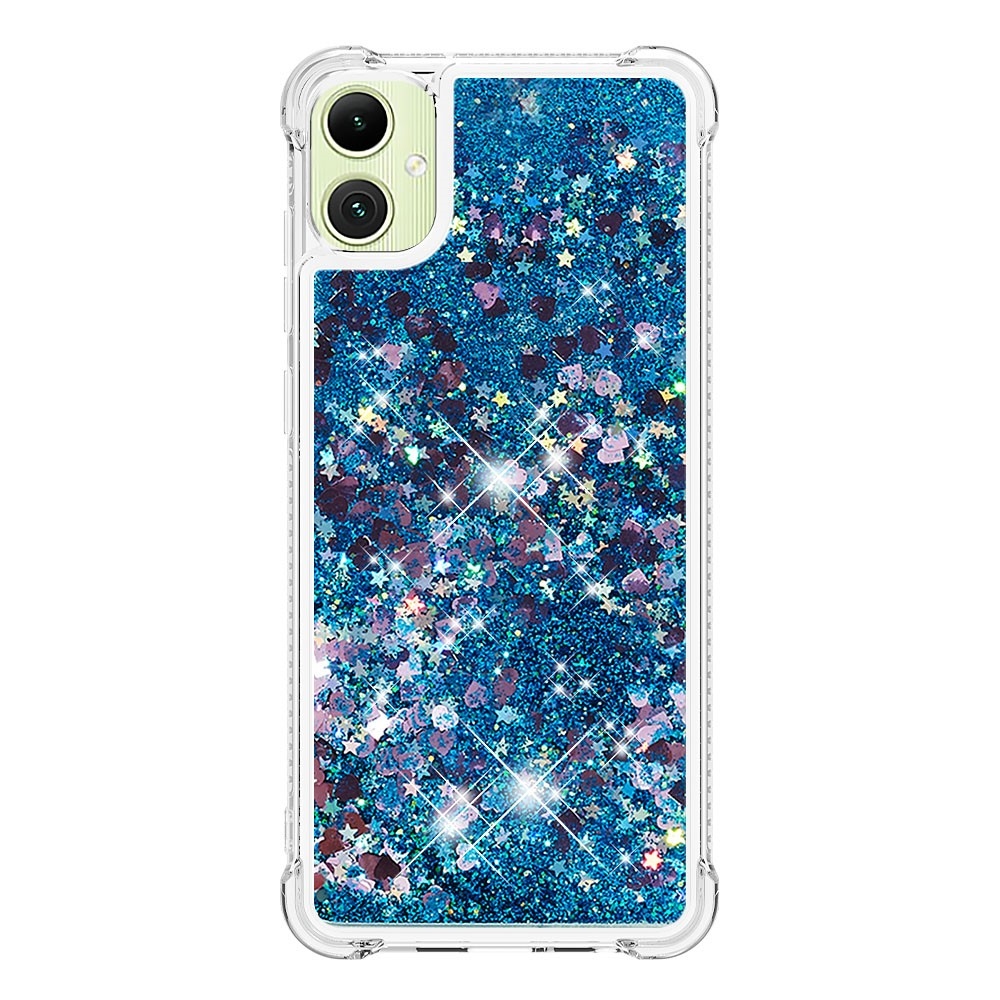 Glitter homokóra zselés tok Samsung Galaxy A06 4G - kék/szívek