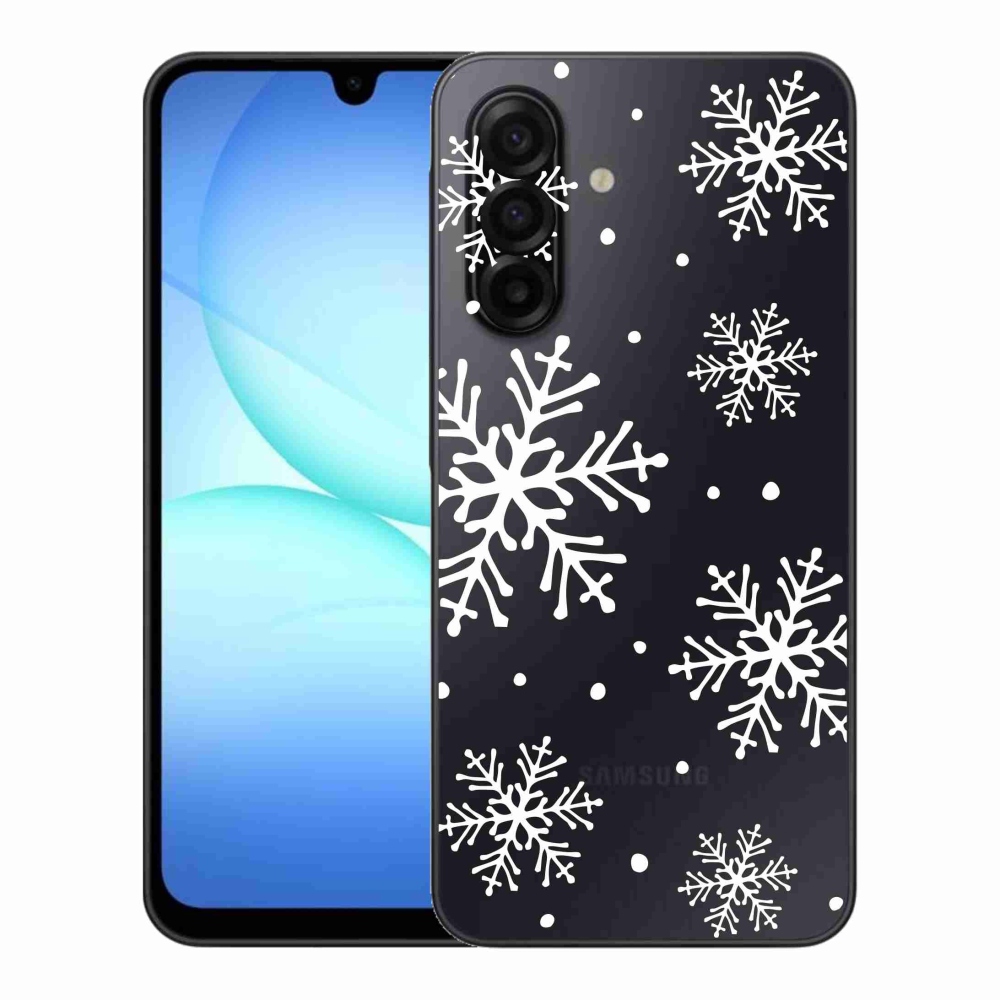 Zselés borítás mmCase Samsung Galaxy A17 4G/5G készülékhez - fehér pelyhek átlátszó háttéren