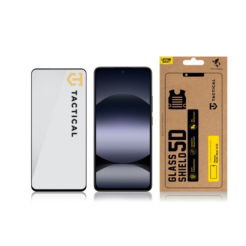 Taktikai üvegpajzs 5D üveg a Xiaomi Redmi Note 14 4G/5G Fekete számára