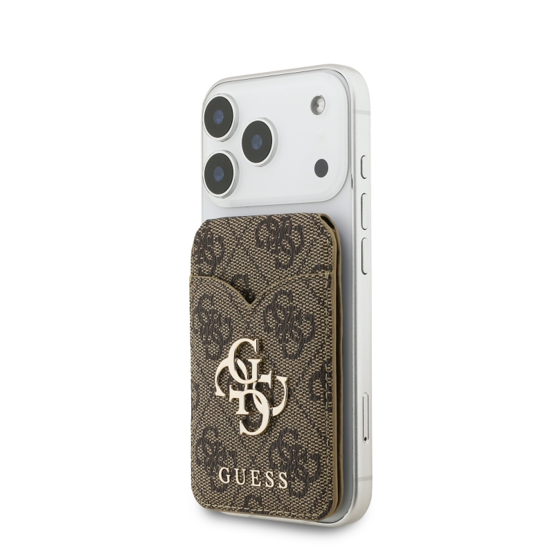 Guess PU 4G Mirror MagSafe Cardslot pénztárca állvánnyal Brown